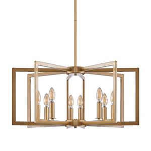 27" Modern Golden Geometric 8-Light Chandelier