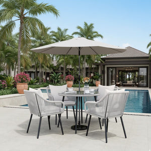5 Piece Twisted Rattan Patio Dining Set With Table