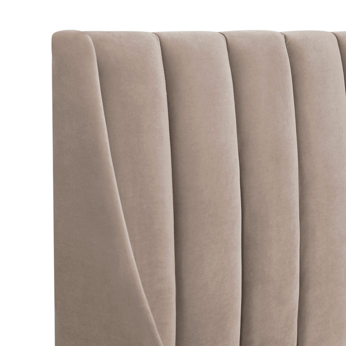 Aspen Vertical Tufted Modern Headboard Platform Bed Set, Queen, Mink Beige Performance Velvet