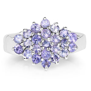 1.61 Carat Genuine Tanzanite .925 Sterling Silver Ring