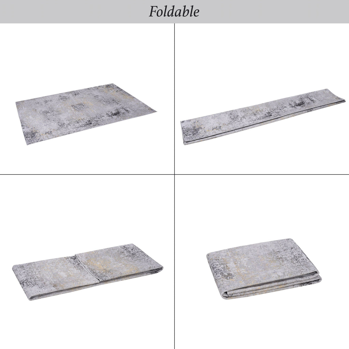 Maval - 8' X 10' Area Rug Washable - Gray / Gold