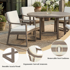 Outdoor Dining Set 5-Piece Patio Table and Chairs Set with Umbrella Hole