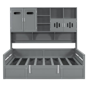 Daybed With All-In-One Cabinet And Shelf
