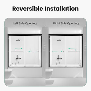 Semi-Frameless Double Sliding Shower Door, Bypass Shower Door, 1 / 4" (6Mm) Thick SGCC Tempered Glass Door