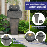 25.59'H Minimalist Concrete Column Fountain with LED Lighting