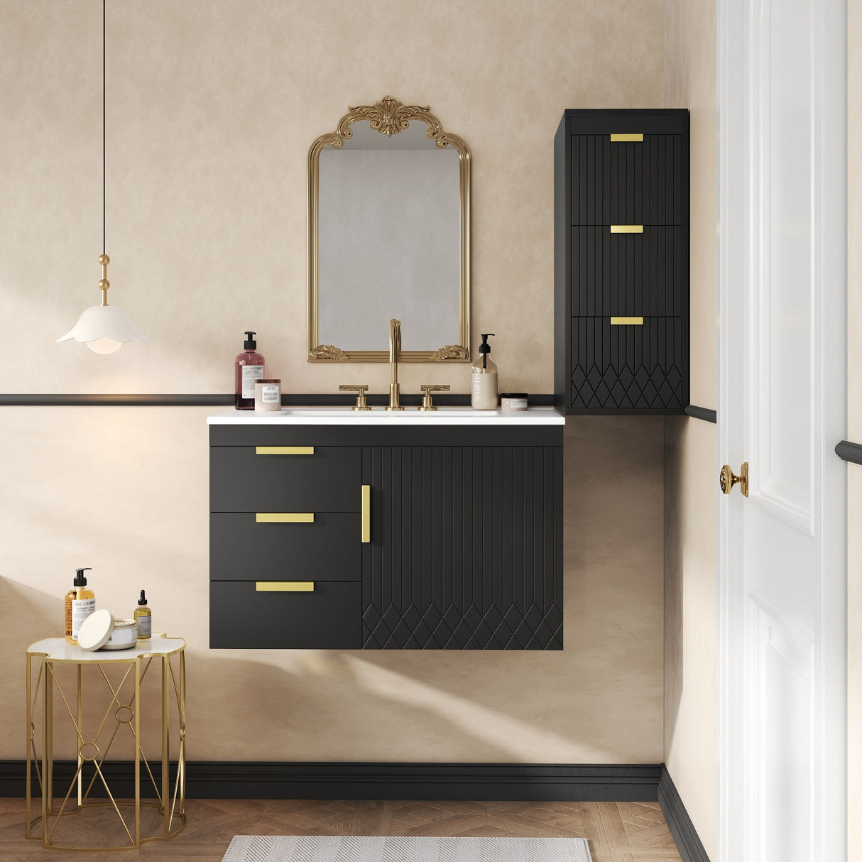Wall Mounted Bathroom Cabinet With Side Cabinet Combo