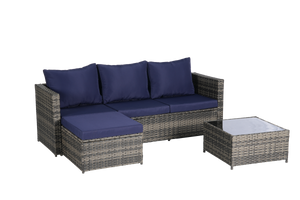 2 Pieces Patio Furniture Set, Outdoor Woven Sectional L-Shaped Patio Furniture