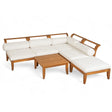 6-Piece,-Acacia-Wood-Outdoor-Modular-Sectional,-Daybed-with-Tea-Table,-Ottoman,-5-Cushions-and-Pillows,-Teak+Beige-Outdoor-Seating