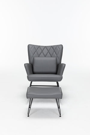 Rocking Accent Chair With Lumbar Pillow And Ottoman