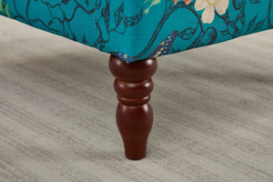 Modern Accent Chair with Retro Wood Legs - Floral