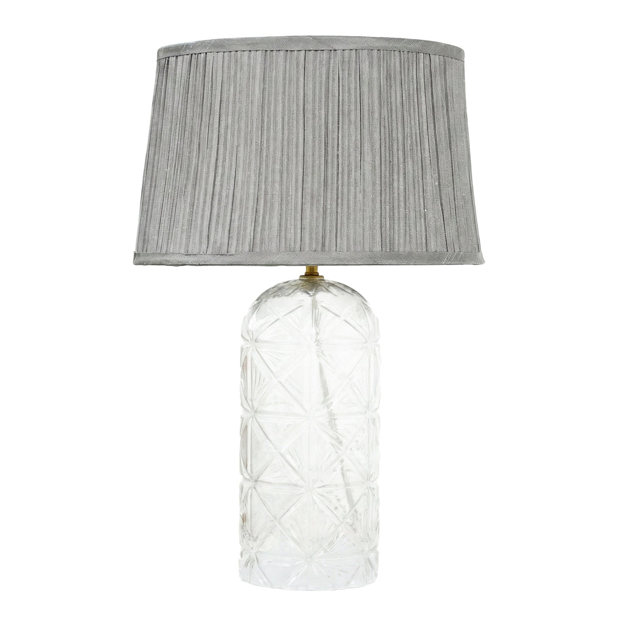 Luxora Decorative Glass Table Lamp with Gold Finish and Grey Shade