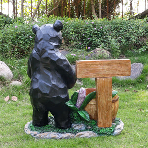 Outdoor Garden Sculpture Bear Flower Pot Planter