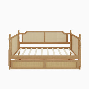 Traditional Style Rattan Daybed, No Box Spring Needed