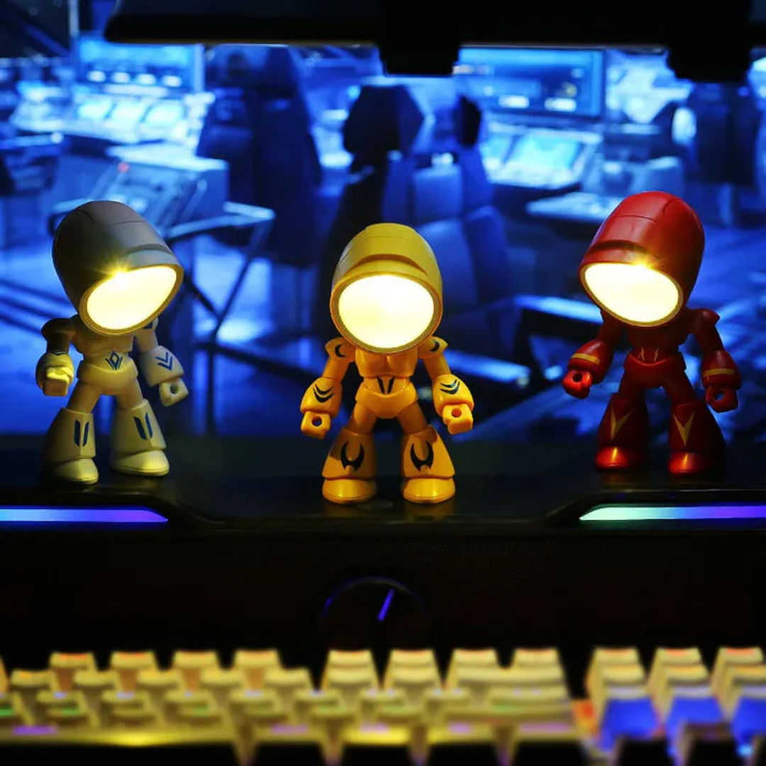 Modern Robot LED Table Lamp Battery Powered Warm Light Desk Night Lamp