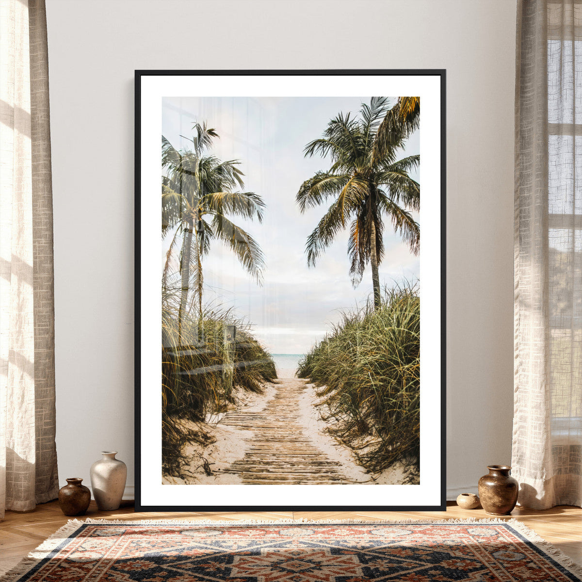 Tropical Palm Wall Art – Sandy Pathway Canvas Print, Ocean