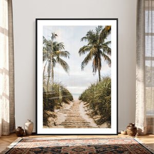 Tropical Palm Wall Art – Sandy Pathway Canvas Print, Ocean