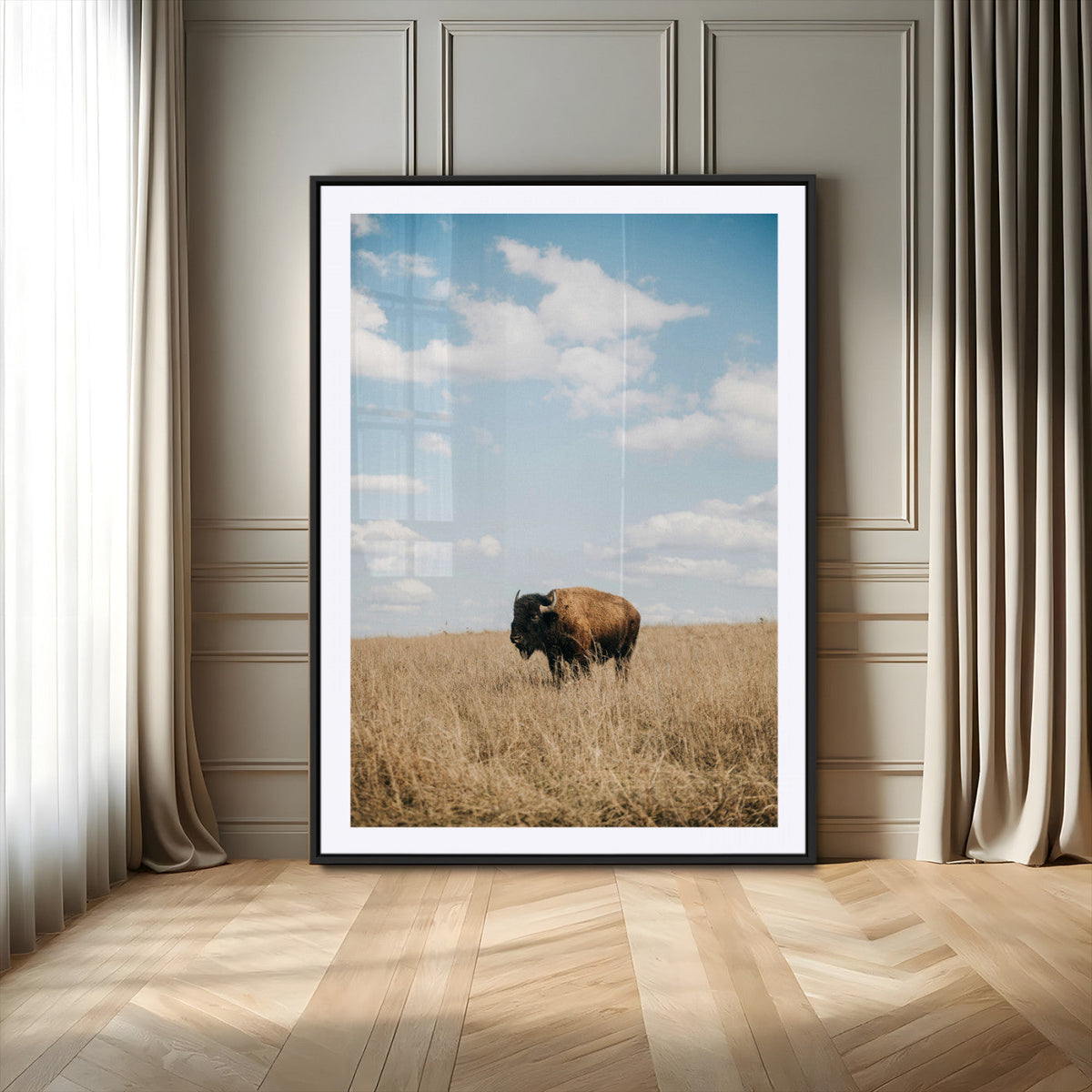 Bison Photography Wall Art Canvas Print – Framed Western