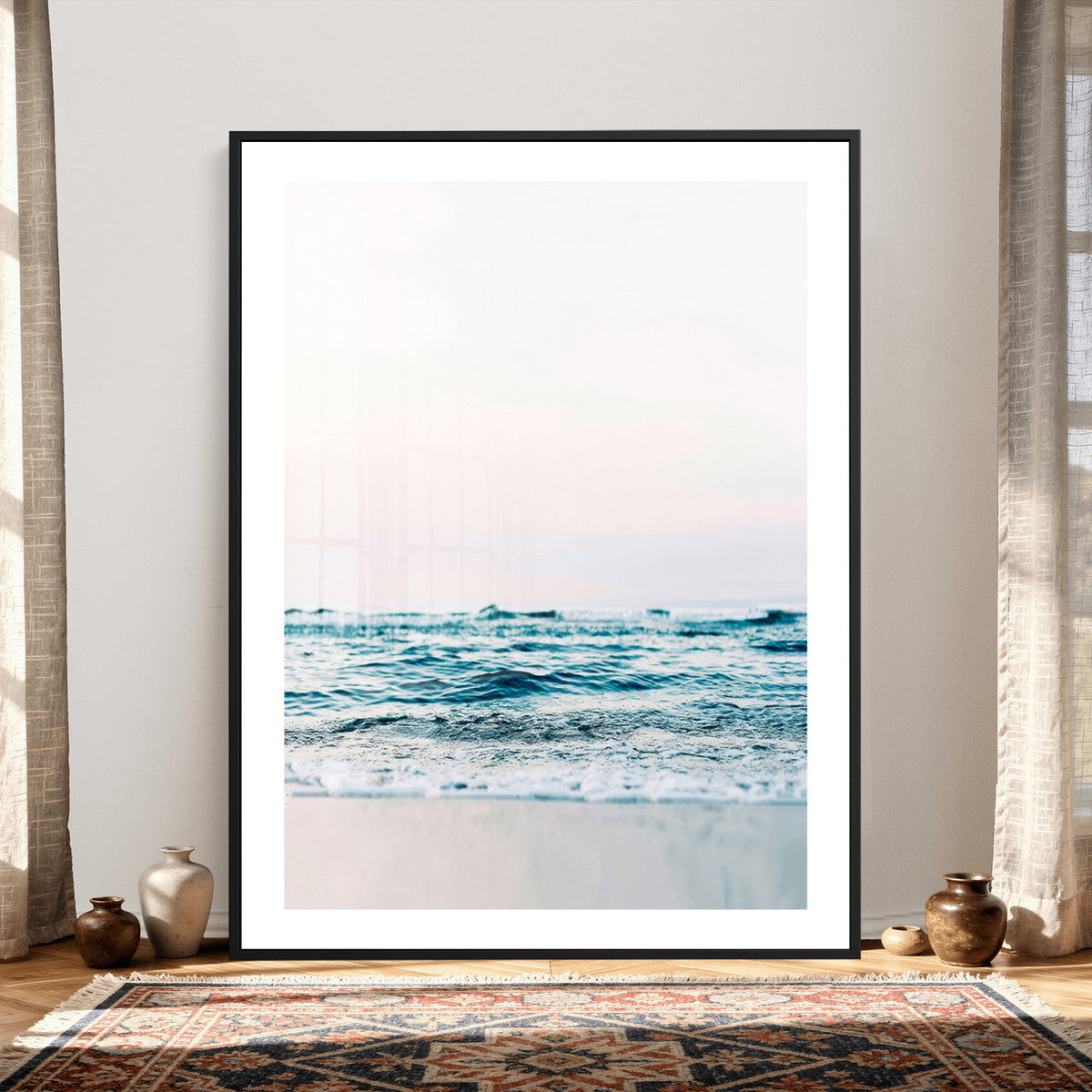 Minimal Ocean Wave Wall Art Canvas Print – Coastal Seascape