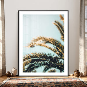 Palm Leaves Wall Art Canvas Print, Minimal Tropical Palm