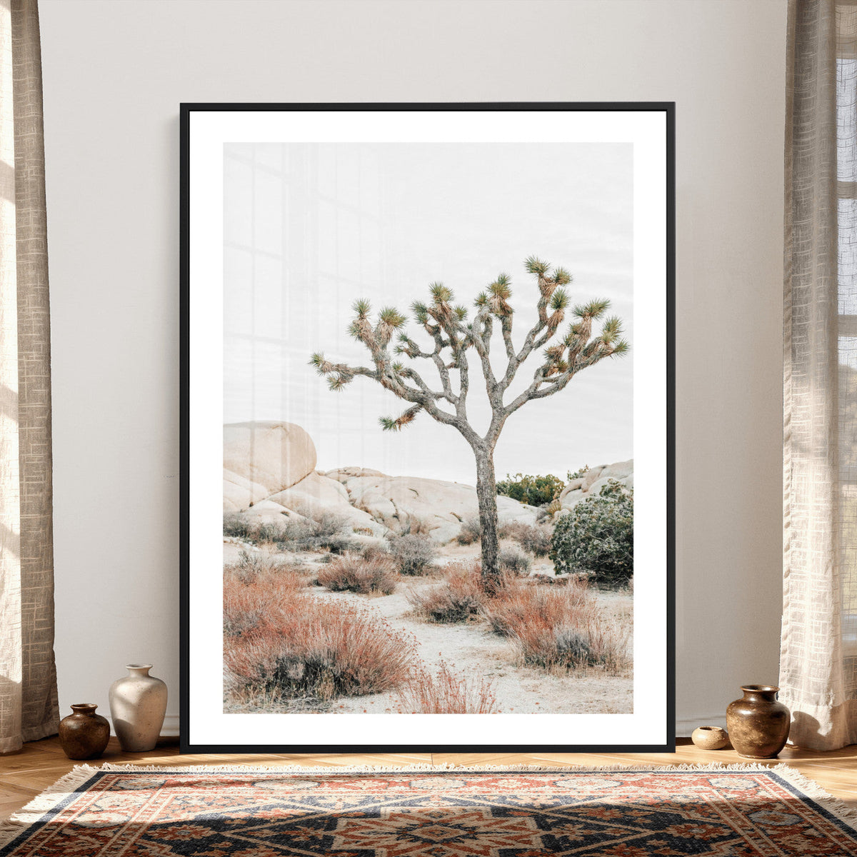 Joshua Tree Desert Wall Art Canvas Print, Minimal Southwest