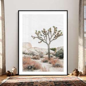 Joshua Tree Desert Wall Art Canvas Print, Minimal Southwest