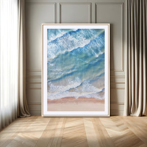 Aerial Ocean View Wall Art Canvas Print – Framed Soft Blue