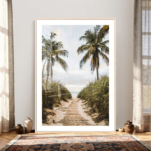 Tropical Palm Wall Art – Sandy Pathway Canvas Print, Ocean