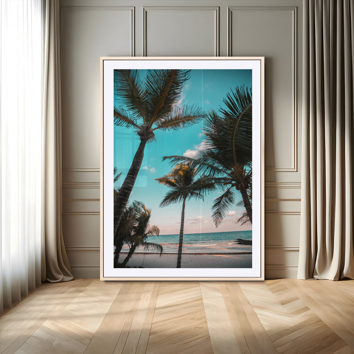 Palm Trees Wall Art Canvas Print – Framed Tropical Beach