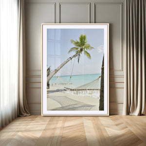 Beach Hammock Wall Art Canvas Print – Framed Tropical