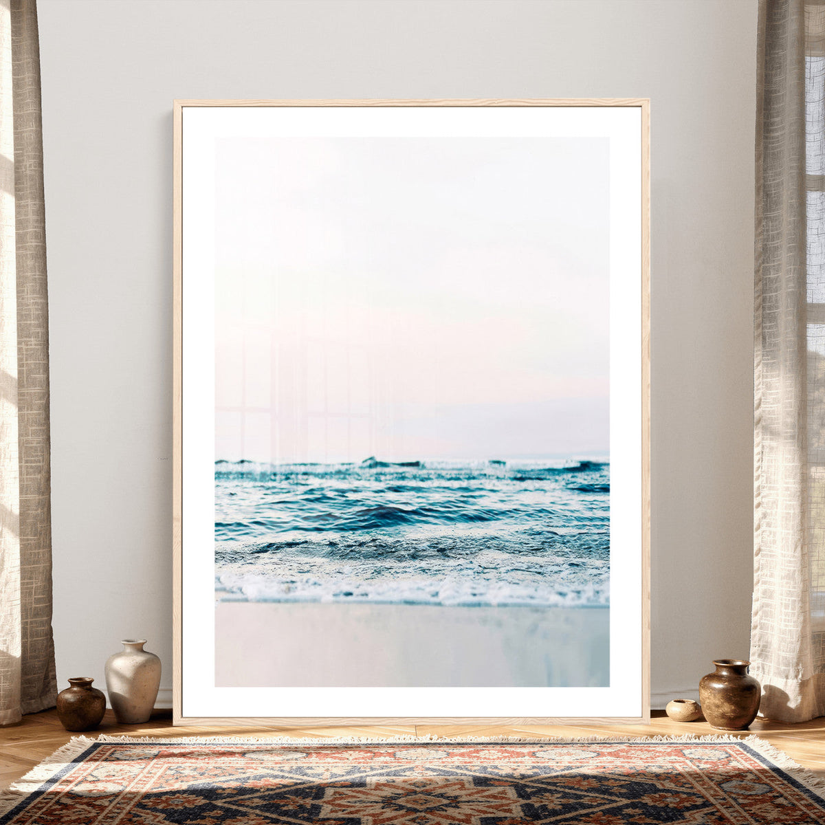 Minimal Ocean Wave Wall Art Canvas Print – Coastal Seascape
