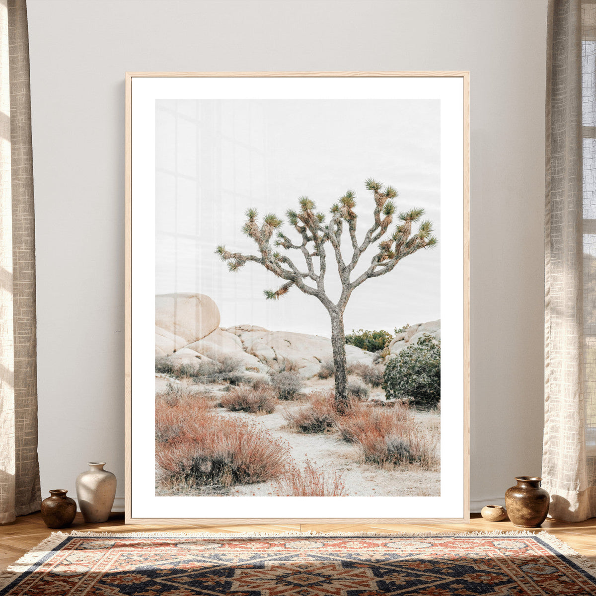 Joshua Tree Desert Wall Art Canvas Print, Minimal Southwest