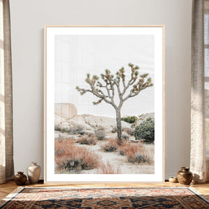 Joshua Tree Desert Wall Art Canvas Print, Minimal Southwest