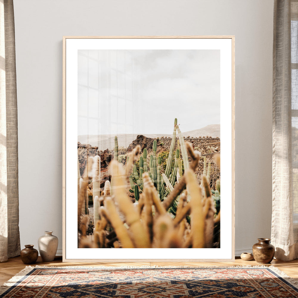 Minimal Desert Cactus Wall Art Canvas Print, Neutral