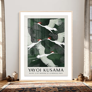 Yayoi Kusama Crane Bird Wall Art Canvas Print, Japanese
