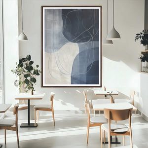 Navy Abstract Wall Art Canvas Print – Framed Minimal Lineart