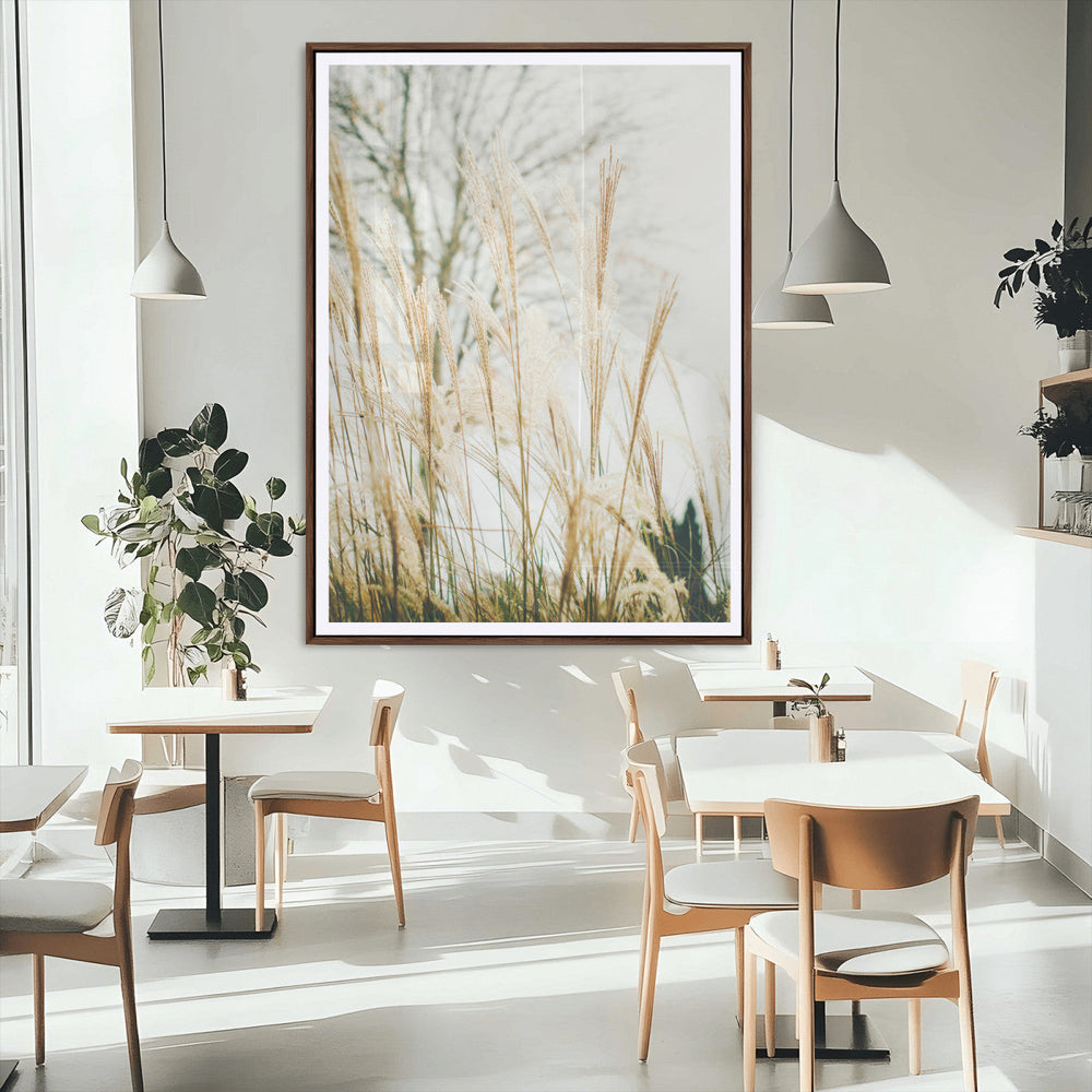 Pampas Grass Wall Art Canvas Print – Framed Neutral Tones