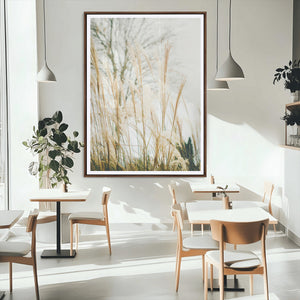 Pampas Grass Wall Art Canvas Print – Framed Neutral Tones