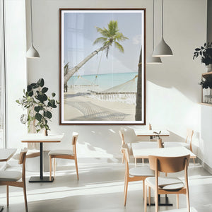 Beach Hammock Wall Art Canvas Print – Framed Tropical