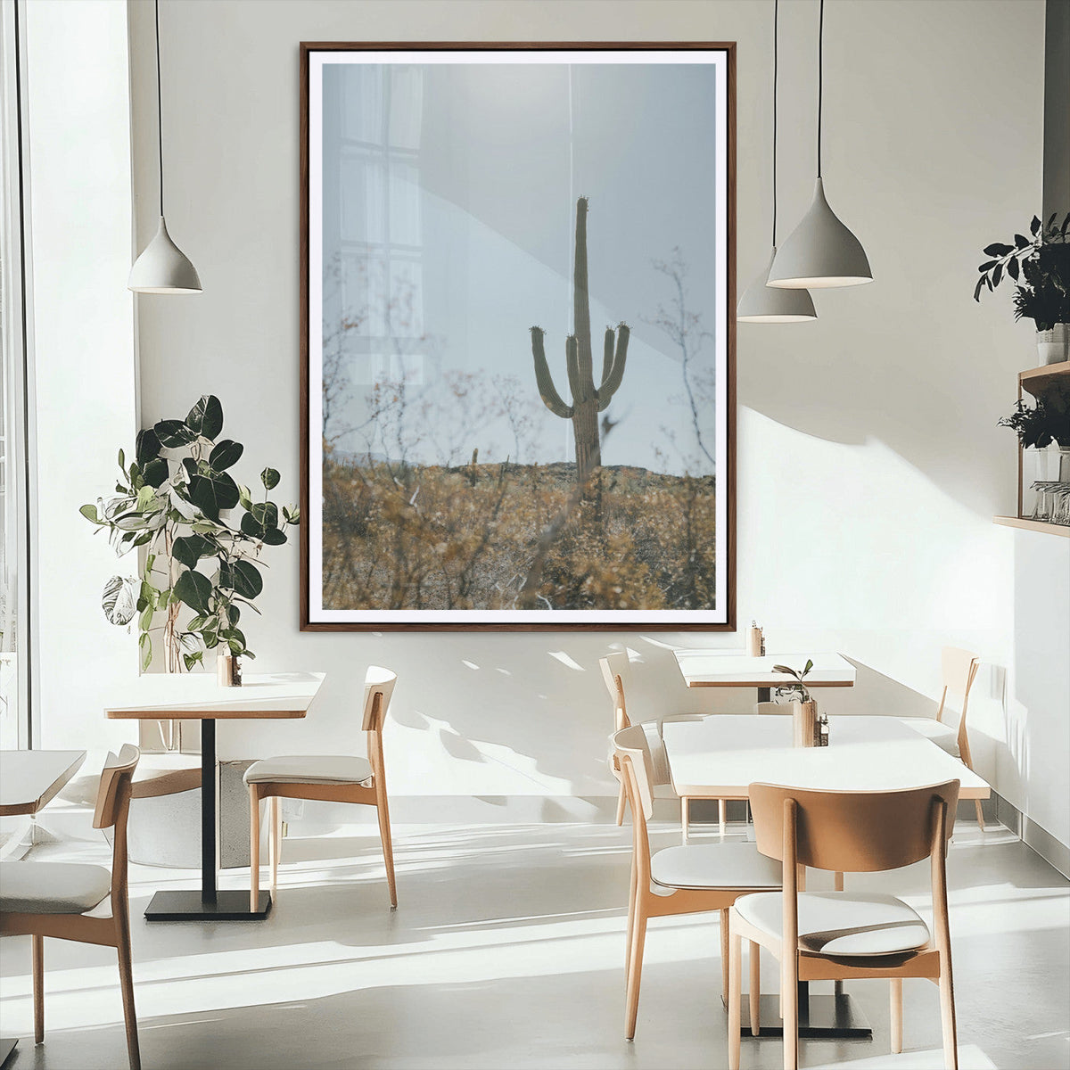 Saguaro Cactus Wall Art Canvas Print – Framed Southwestern
