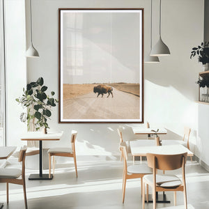 Bison Crossing Wall Art Canvas Print – Framed Western