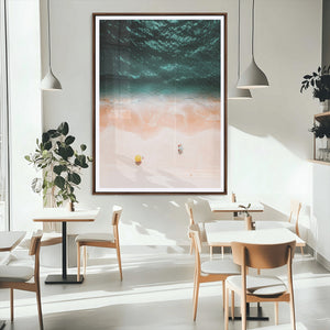 Aerial Serenity Wall Art Canvas Print – Gentle Waves Peach