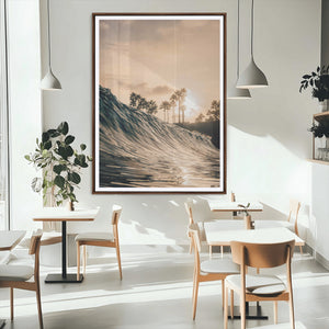 Sunset Wave Ocean Wall Art – Framed Palm Tree Canvas