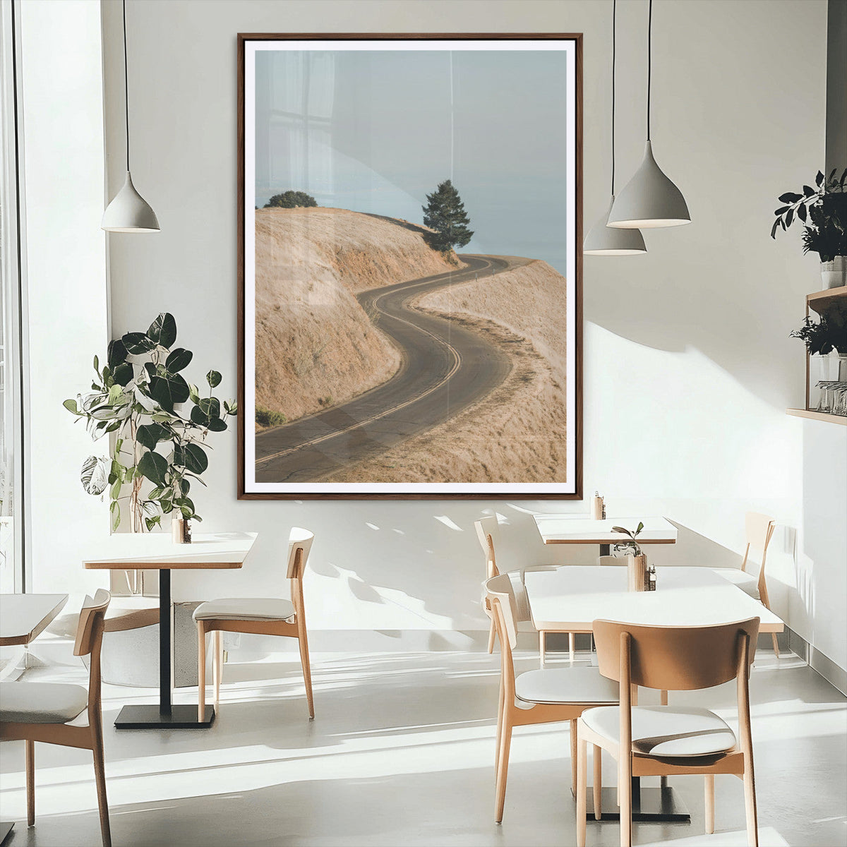 Winding Road Wall Art – Framed Scenic Landscape Canvas