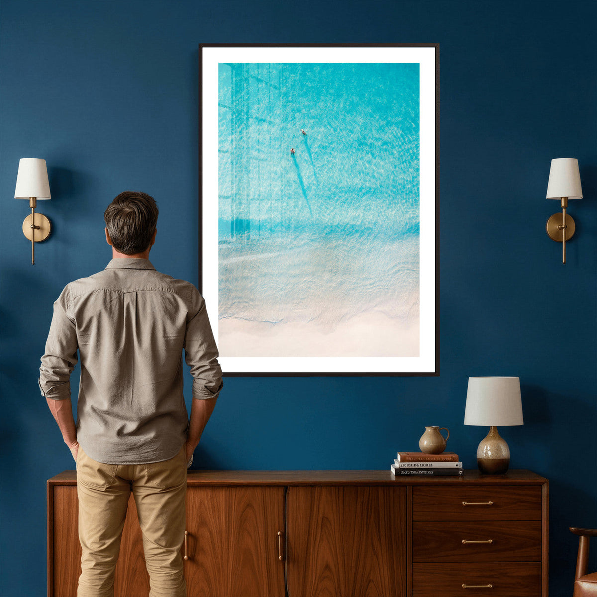 Aerial Turquoise Beach Wall Art Canvas Print – Minimal