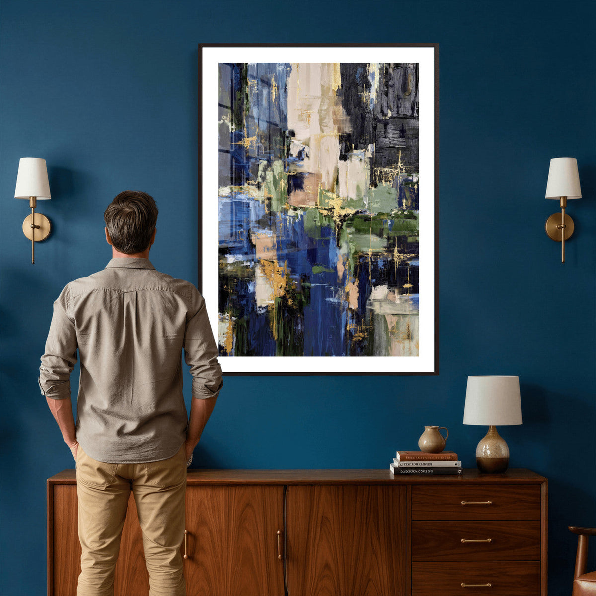 Abstract Dark Blue Wall Art Canvas Print