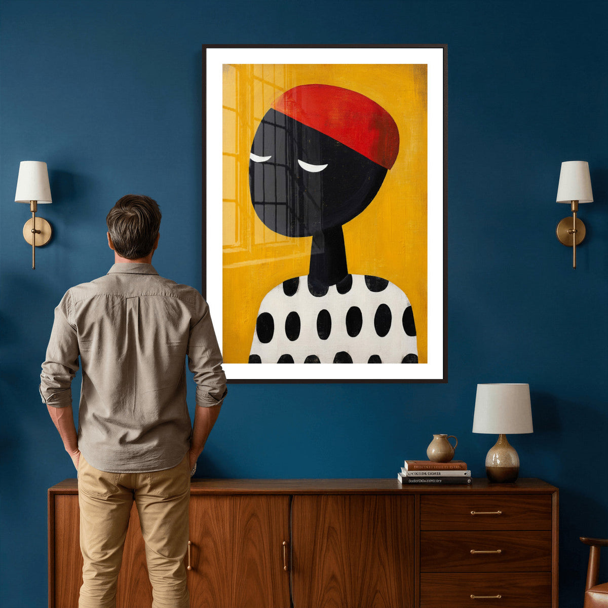 Abstract Portrait Wall Art Canvas Print, Framed Modern
