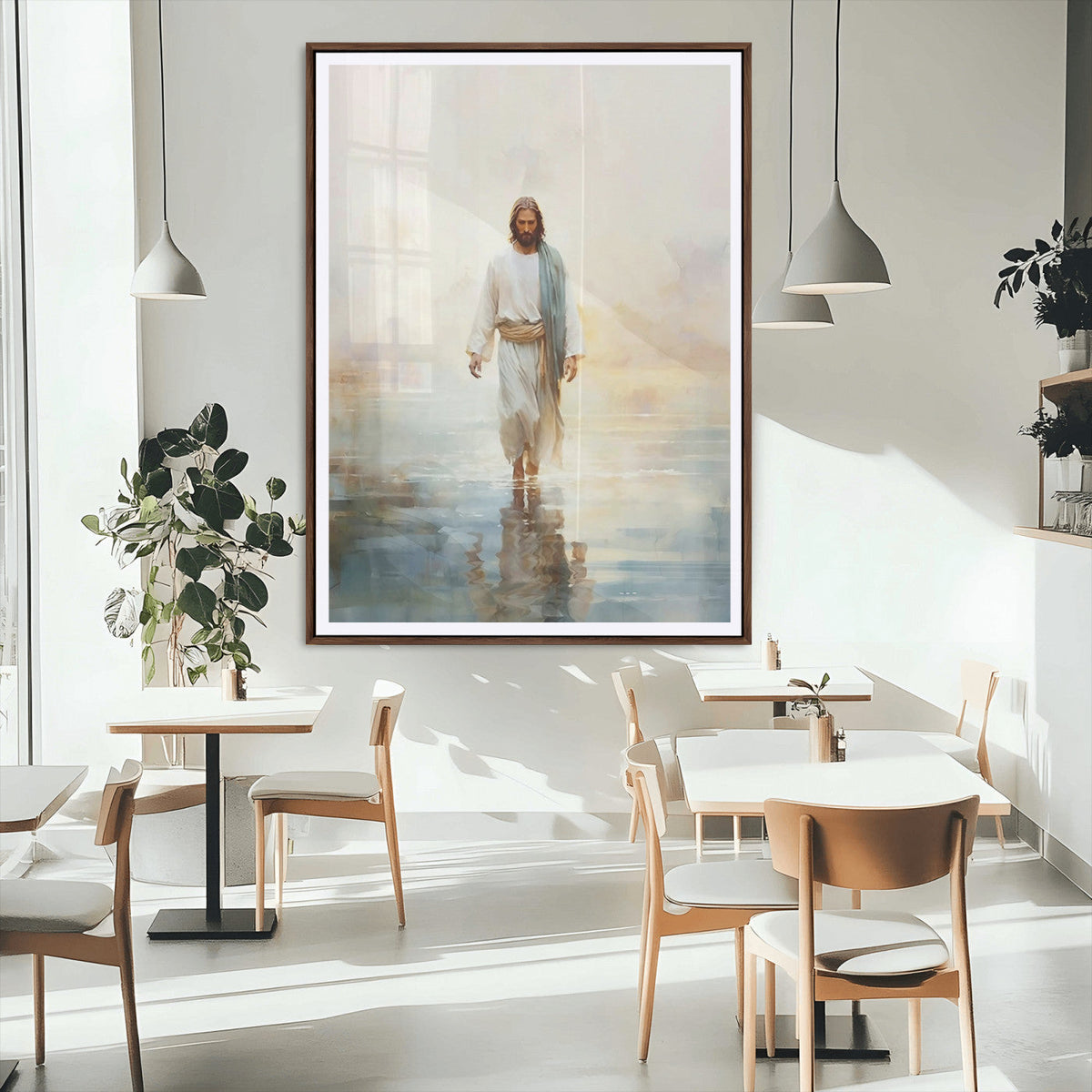 Jesus Walking on Water Wall Art Canvas Print, Christian Wall
