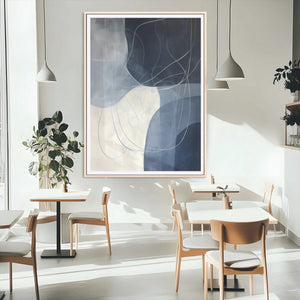 Navy Abstract Wall Art Canvas Print – Framed Minimal Lineart