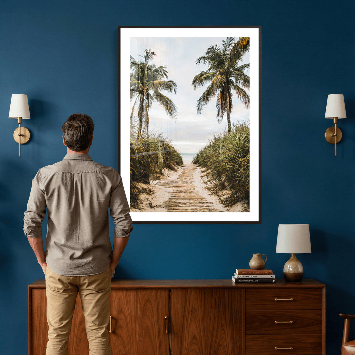 Tropical Palm Wall Art – Sandy Pathway Canvas Print, Ocean
