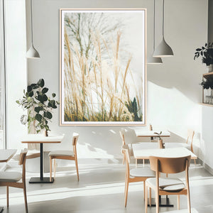 Pampas Grass Wall Art Canvas Print – Framed Neutral Tones